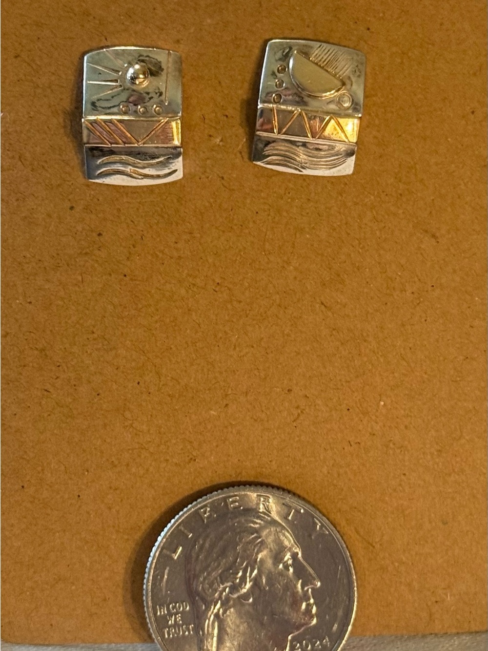 Sterling Silver 14K Lisa McCormick Earrings (Kodiak, AK Silversmith) Rare Find